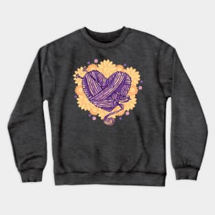 Knitting yarn heart and daisy buttons Crewneck Sweatshirt